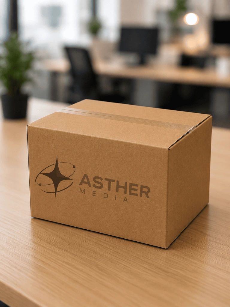 Empaque corporativo AstherMedia